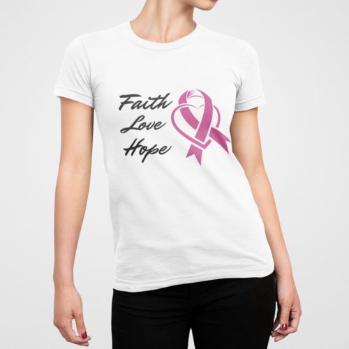 Faith Love Hope Pink Ribbon Theme T-Shirt