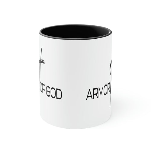 Two-tone Accent Ceramic Mug 11oz, Armor Of God Scripture Quote Bible