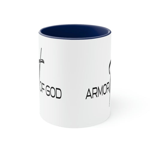 Two-tone Accent Ceramic Mug 11oz, Armor Of God Scripture Quote Bible