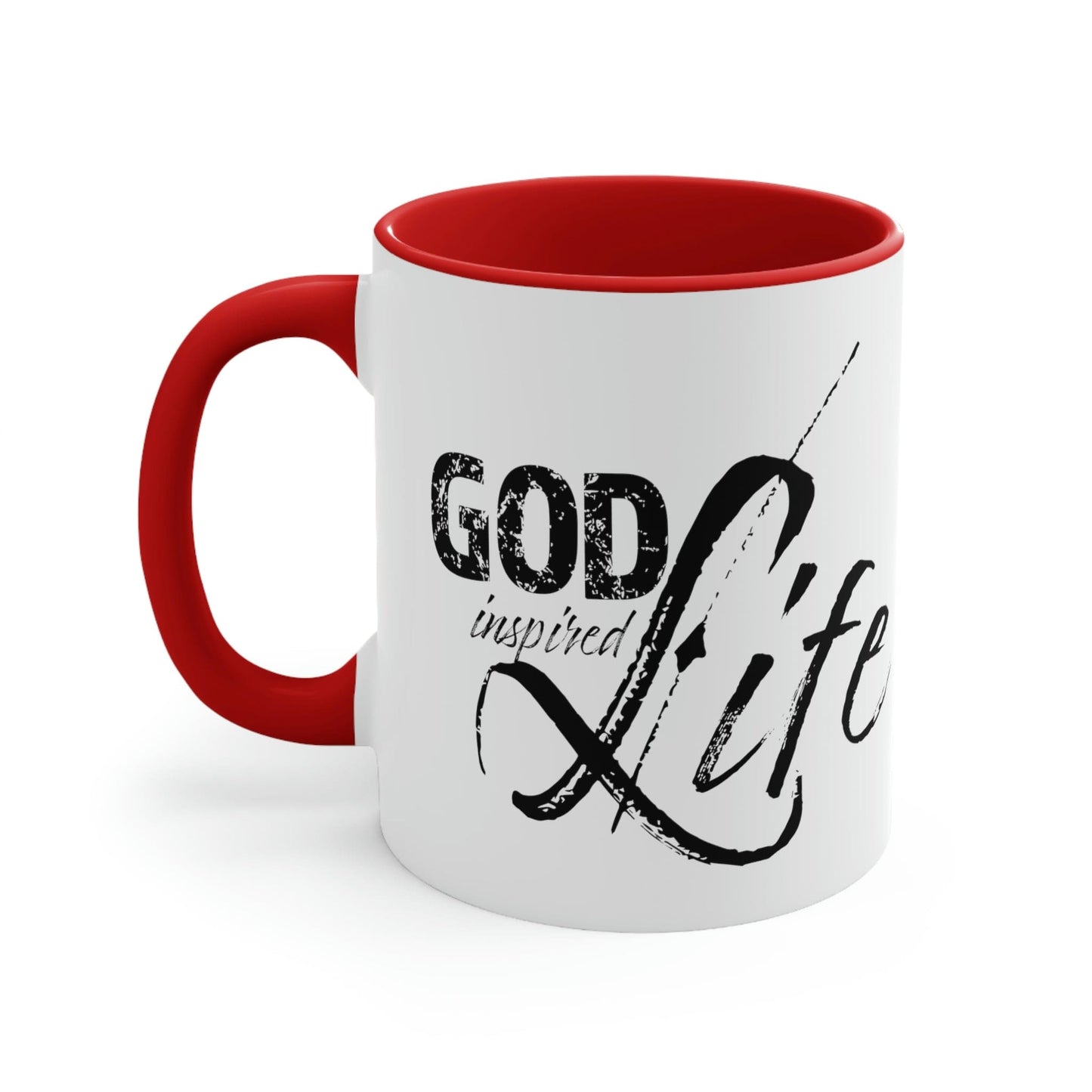 Two-tone Accent Ceramic Mug 11oz, God Inspired Life Inspirational