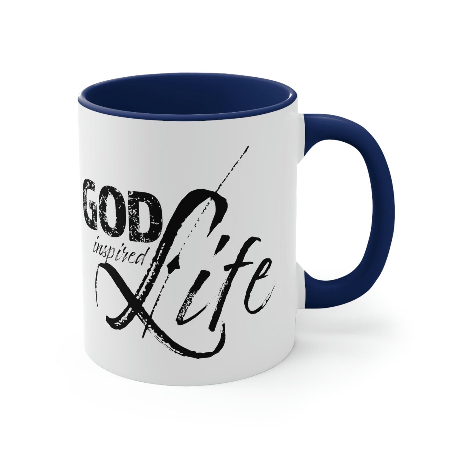 Two-tone Accent Ceramic Mug 11oz, God Inspired Life Inspirational