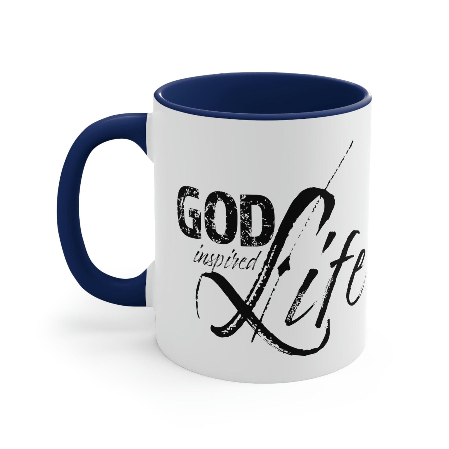 Two-tone Accent Ceramic Mug 11oz, God Inspired Life Inspirational