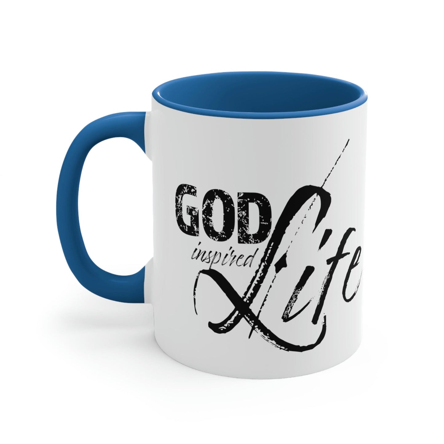 Two-tone Accent Ceramic Mug 11oz, God Inspired Life Inspirational