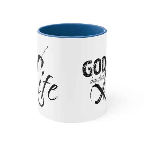 Two-tone Accent Ceramic Mug 11oz, God Inspired Life Inspirational