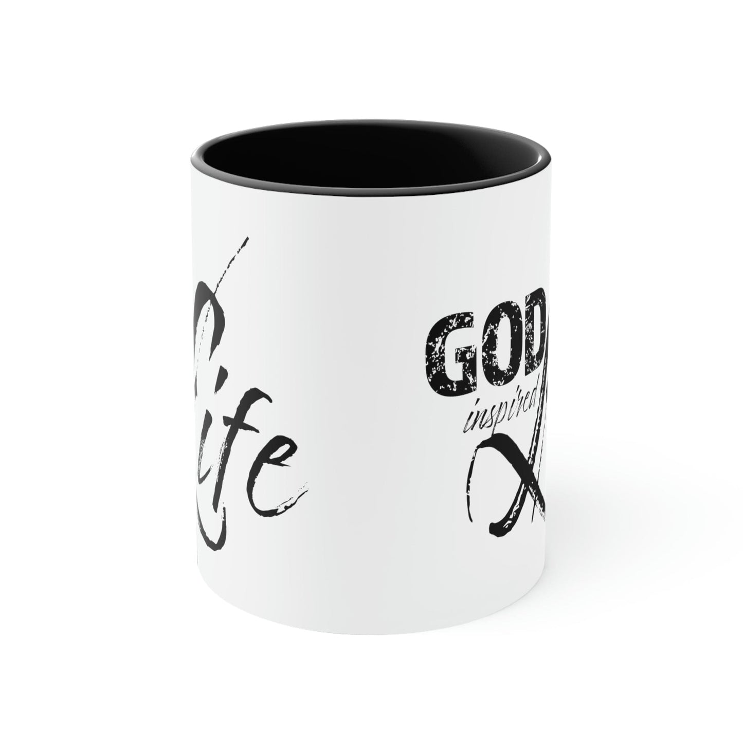 Two-tone Accent Ceramic Mug 11oz, God Inspired Life Inspirational