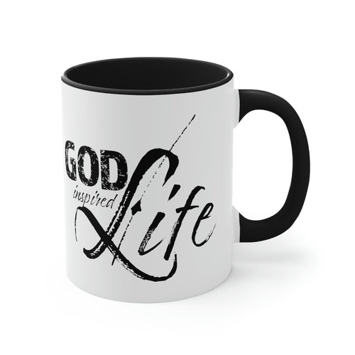 Two-tone Accent Ceramic Mug 11oz, God Inspired Life Inspirational