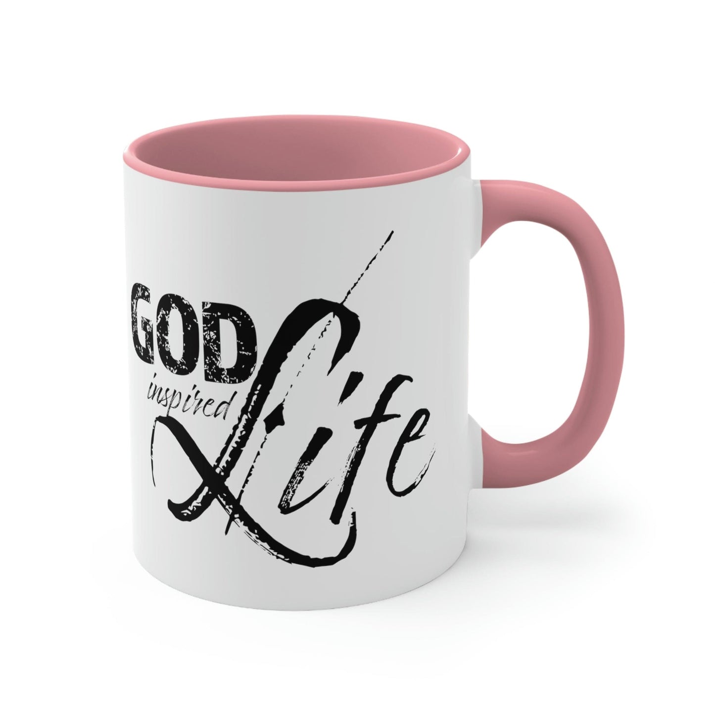 Two-tone Accent Ceramic Mug 11oz, God Inspired Life Inspirational