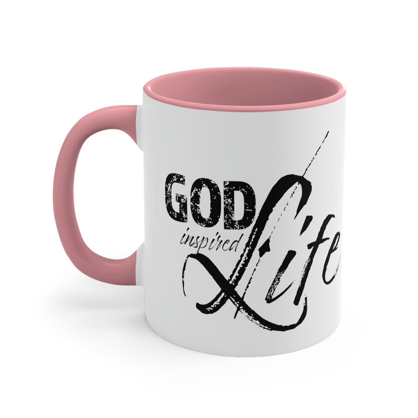 Two-tone Accent Ceramic Mug 11oz, God Inspired Life Inspirational