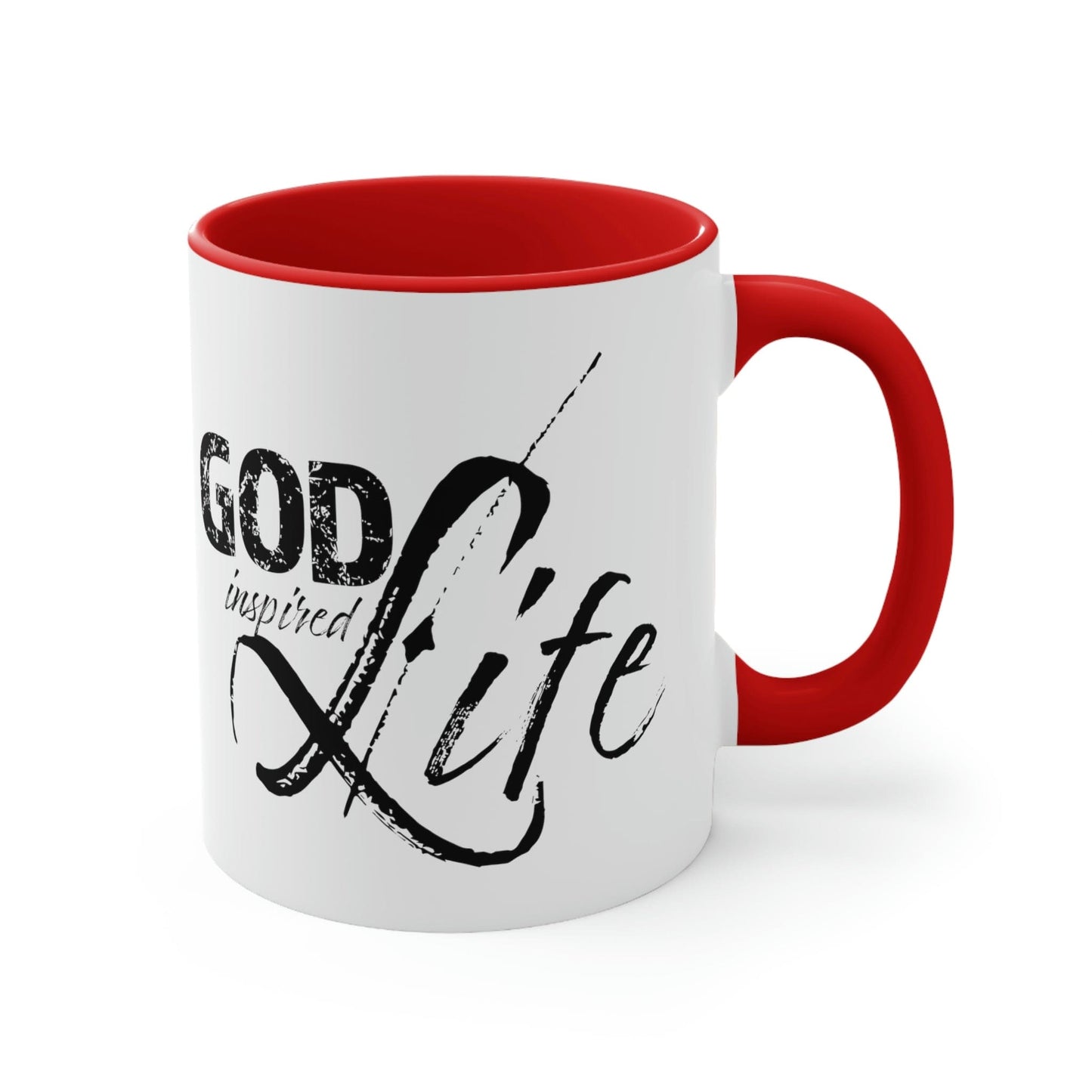 Two-tone Accent Ceramic Mug 11oz, God Inspired Life Inspirational