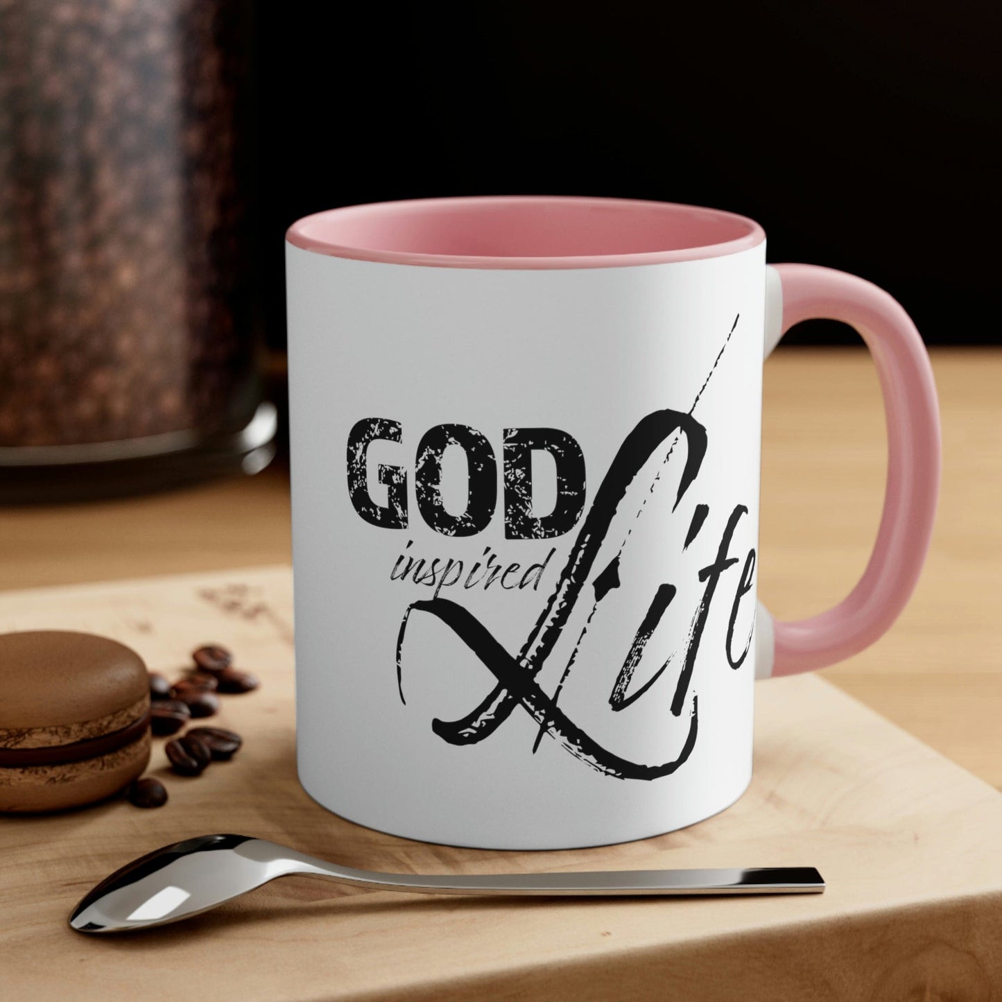 Two-tone Accent Ceramic Mug 11oz, God Inspired Life Inspirational