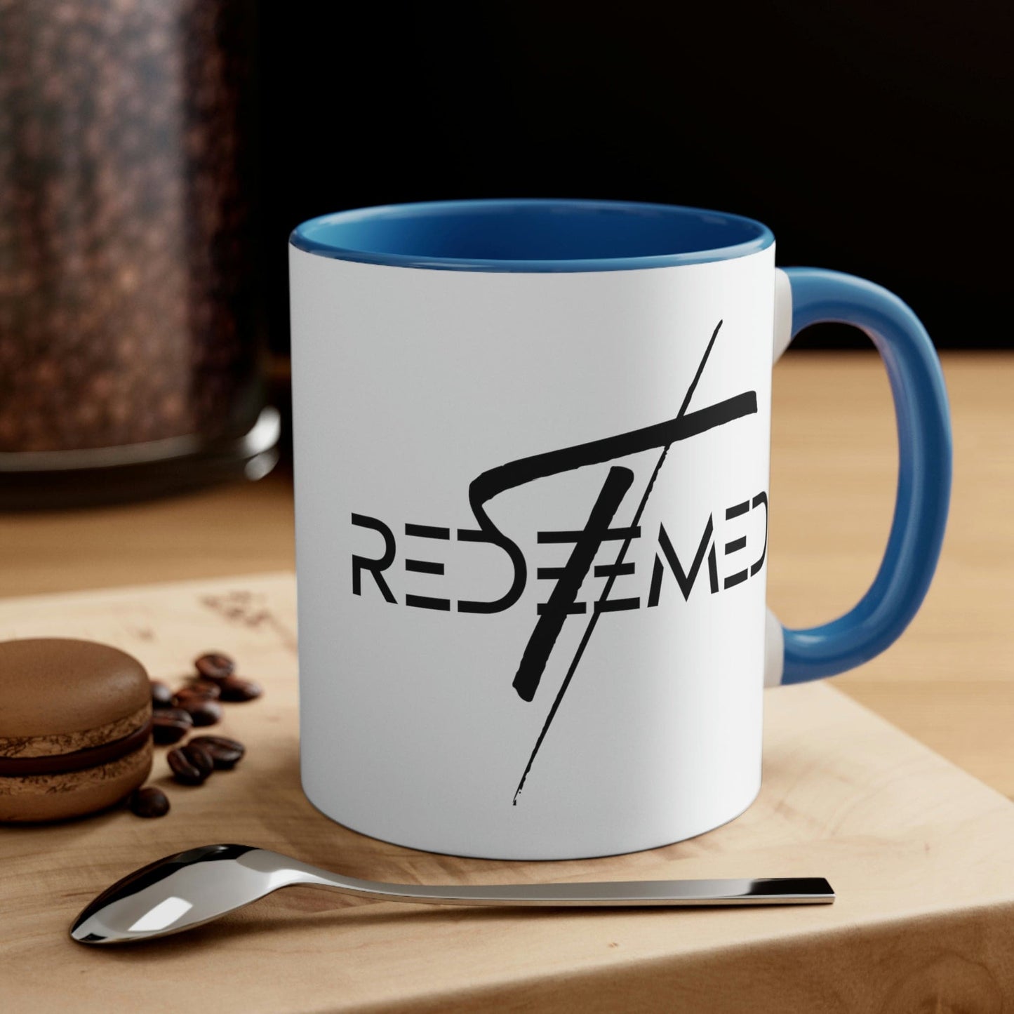 Two-tone Accent Ceramic Mug 11oz, Redeemed Christian Cross Biblical