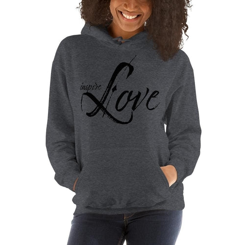 Womens Hoodie - Pullover Sweatshirt - Black Graphic/inspire Love